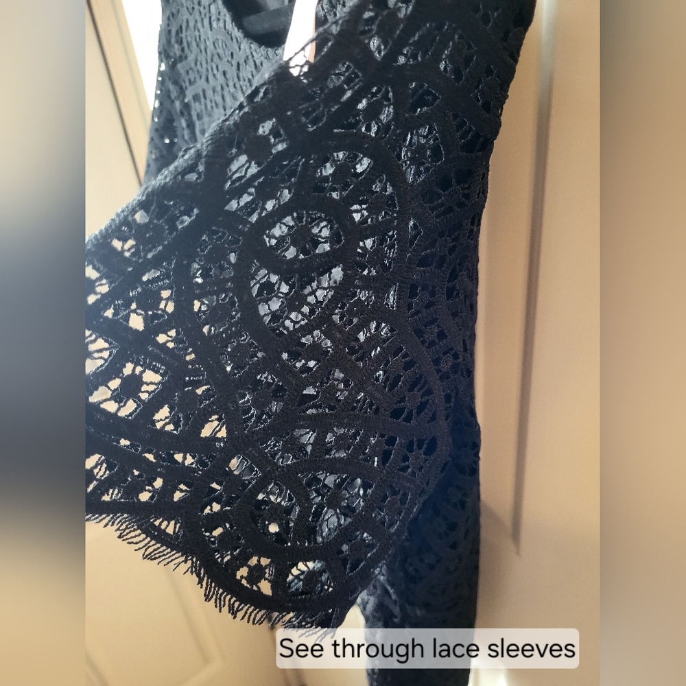 Philosophy Black Lace Short Sleeve Top XL - Picture 4 of 11
